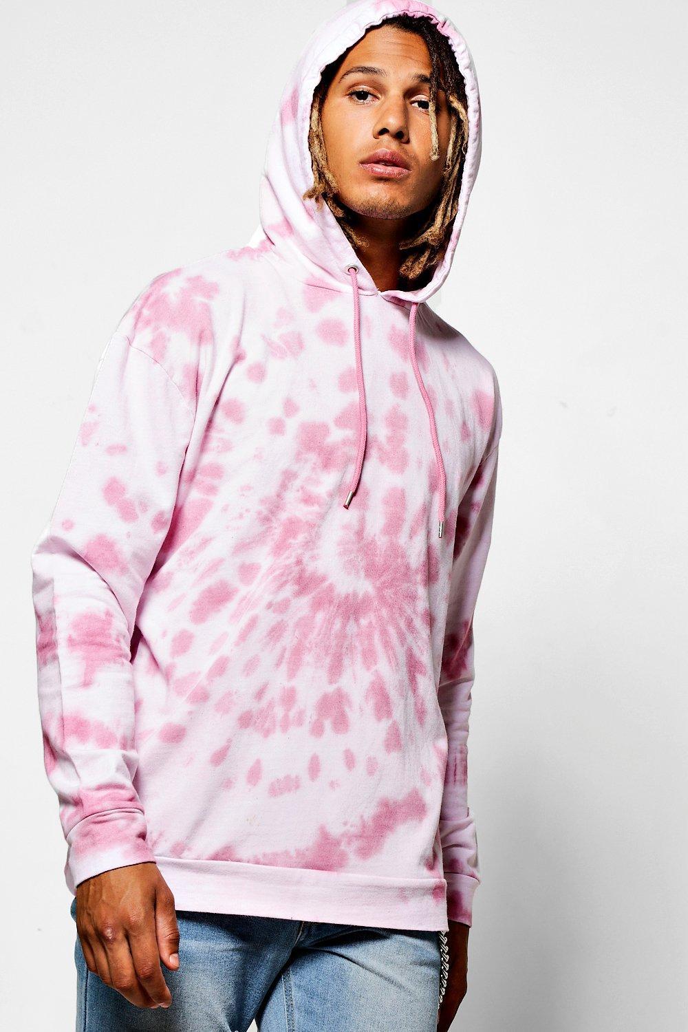white and pink tie dye hoodie