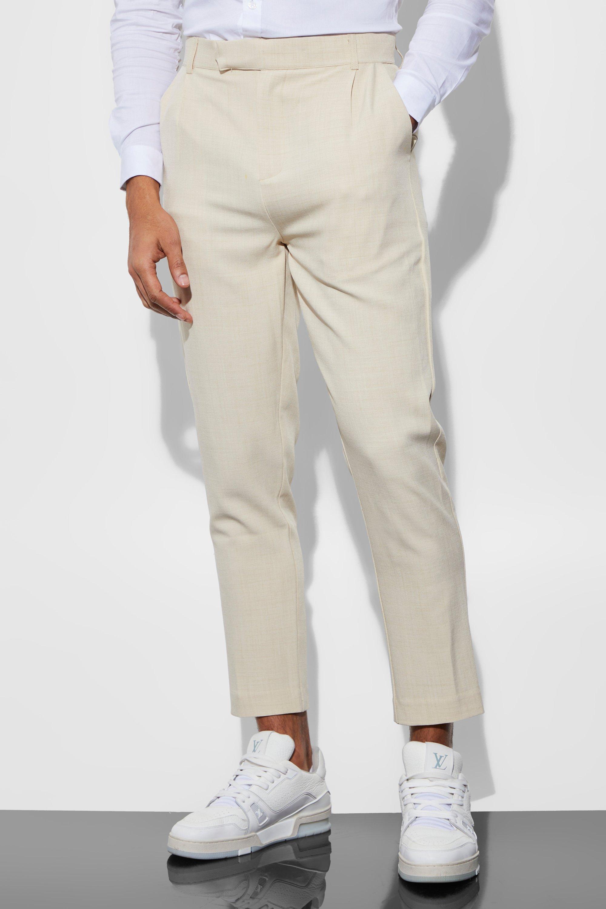 Boohoo Tapered Leg Plain Suit Pants in White for Men | Lyst