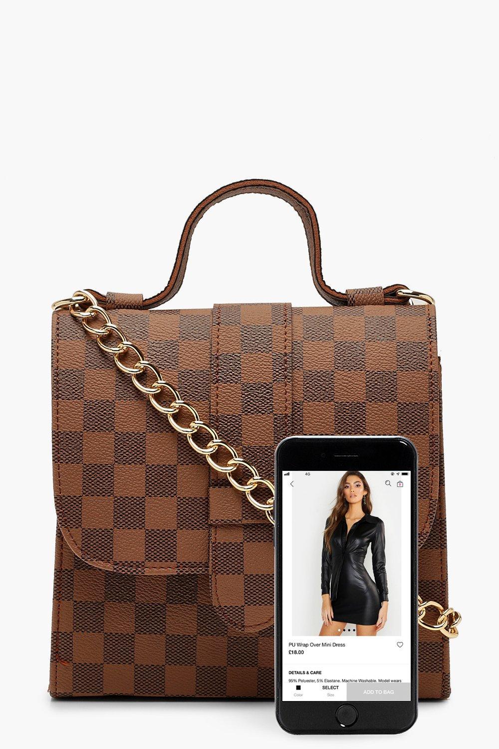 brown check designer bag
