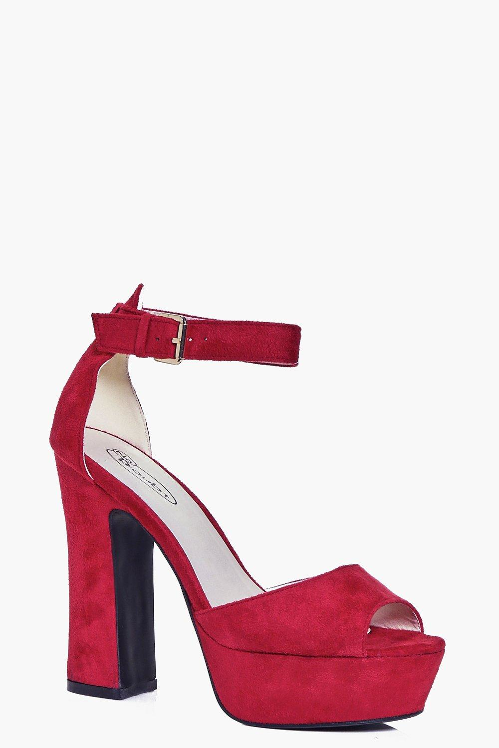 Lyst - Boohoo Bethany Two Part Platform Heels in Red