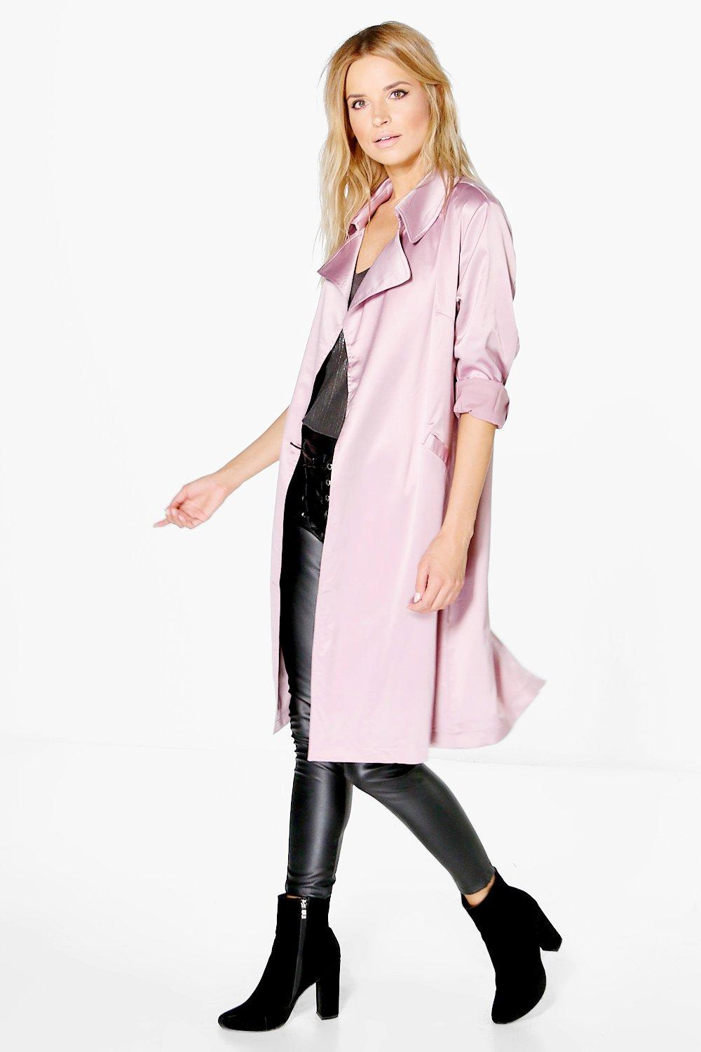lyst boohoo boutique satin midi duster lyst boohoo boutique satin midi duster