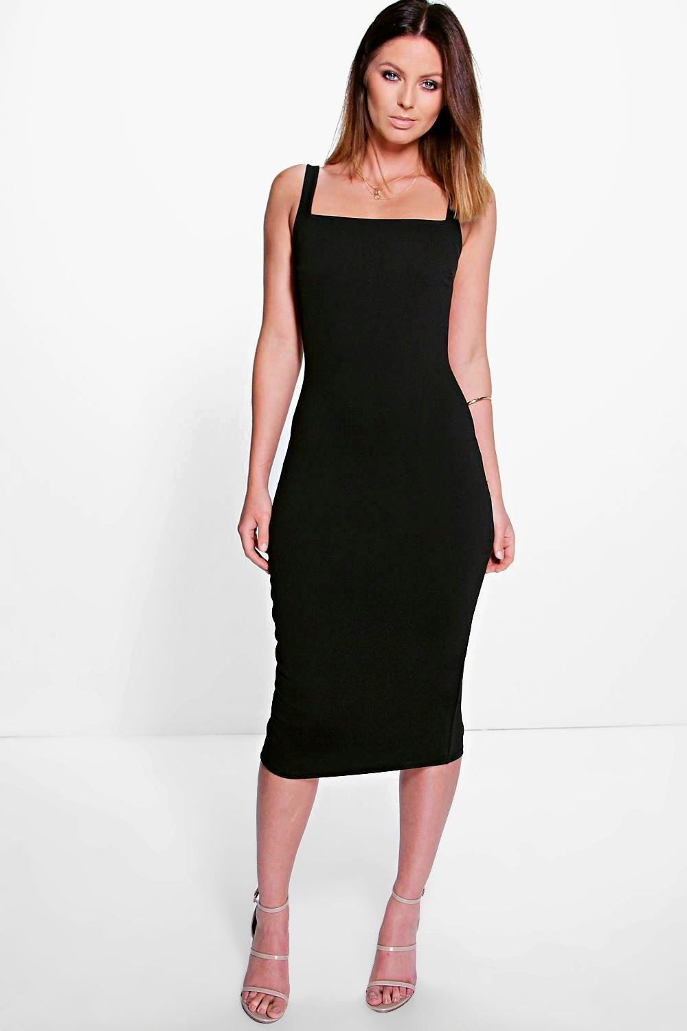 Shakespeare's dress satin back square boohoo neck bodycon strappy gala