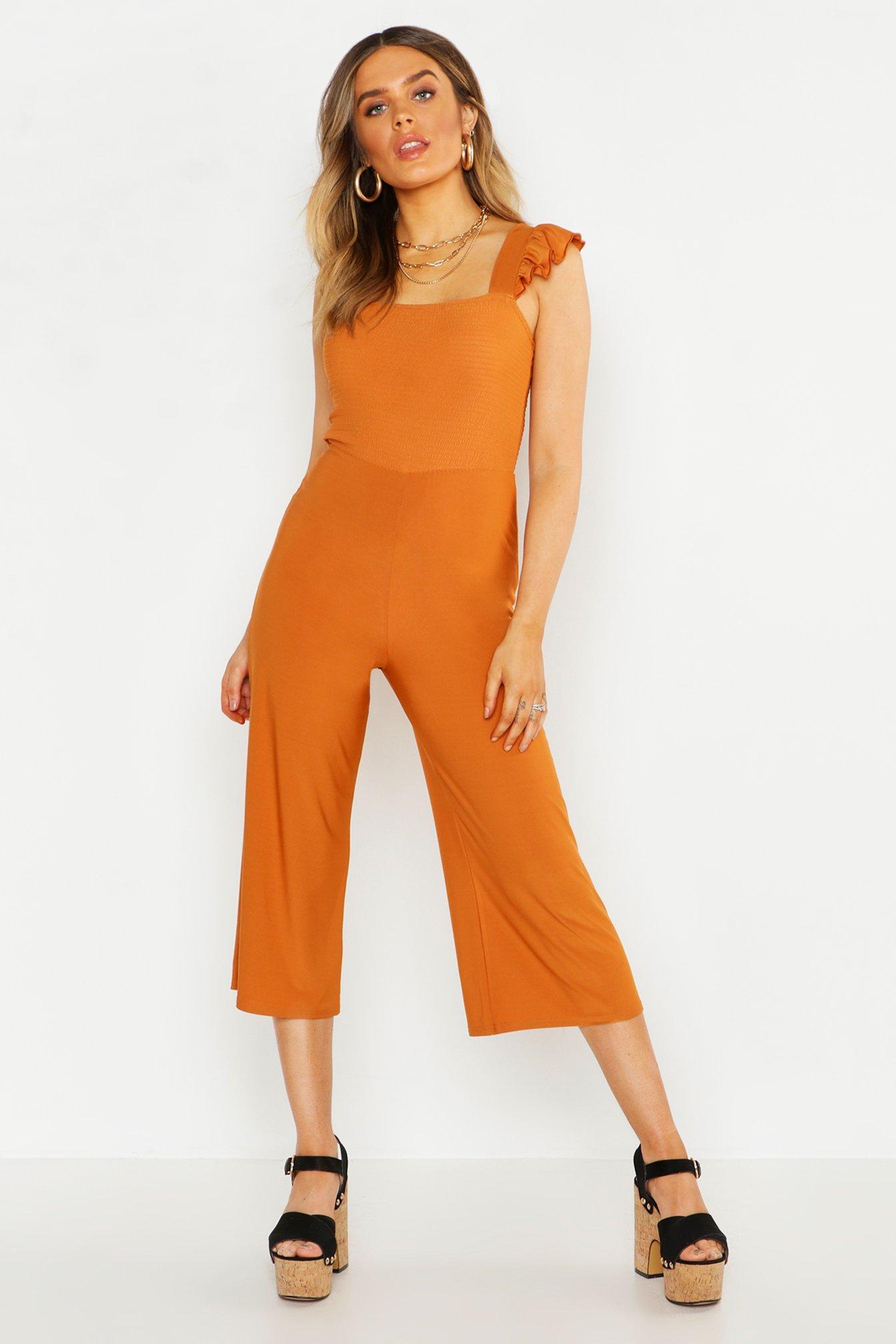 boohoo orange jumpsuit