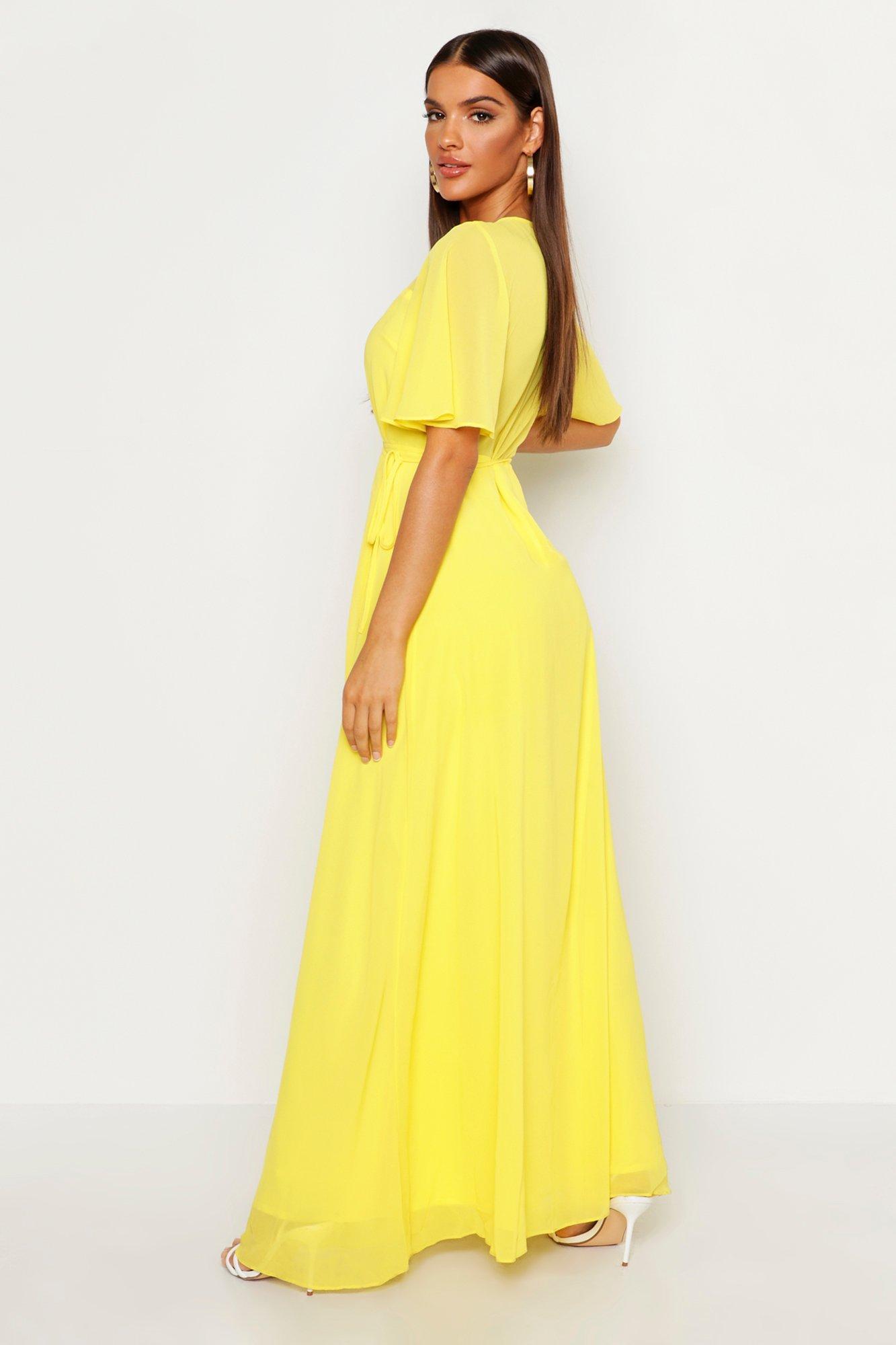 chiffon angel sleeve maxi dress