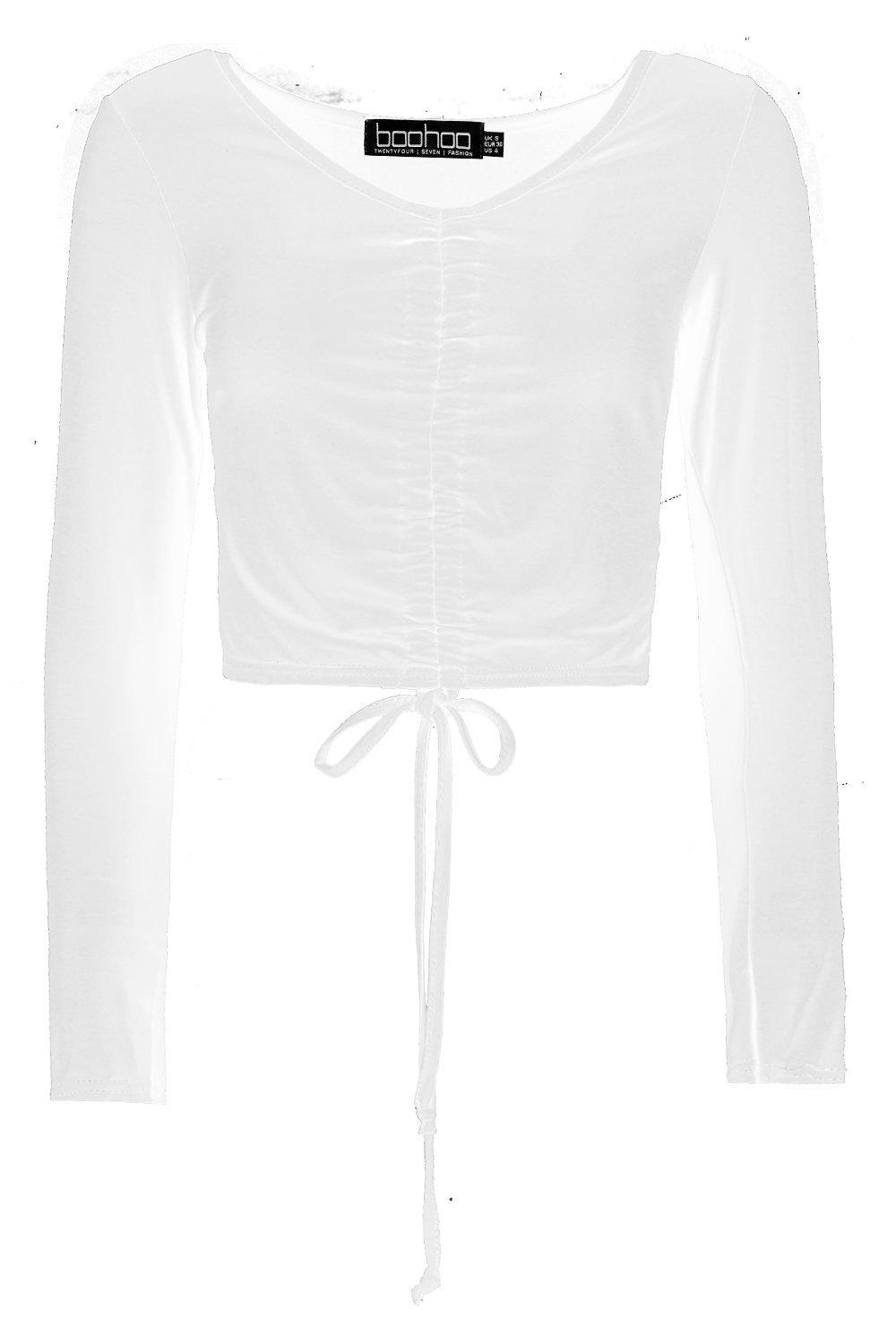 ruched front top long sleeve