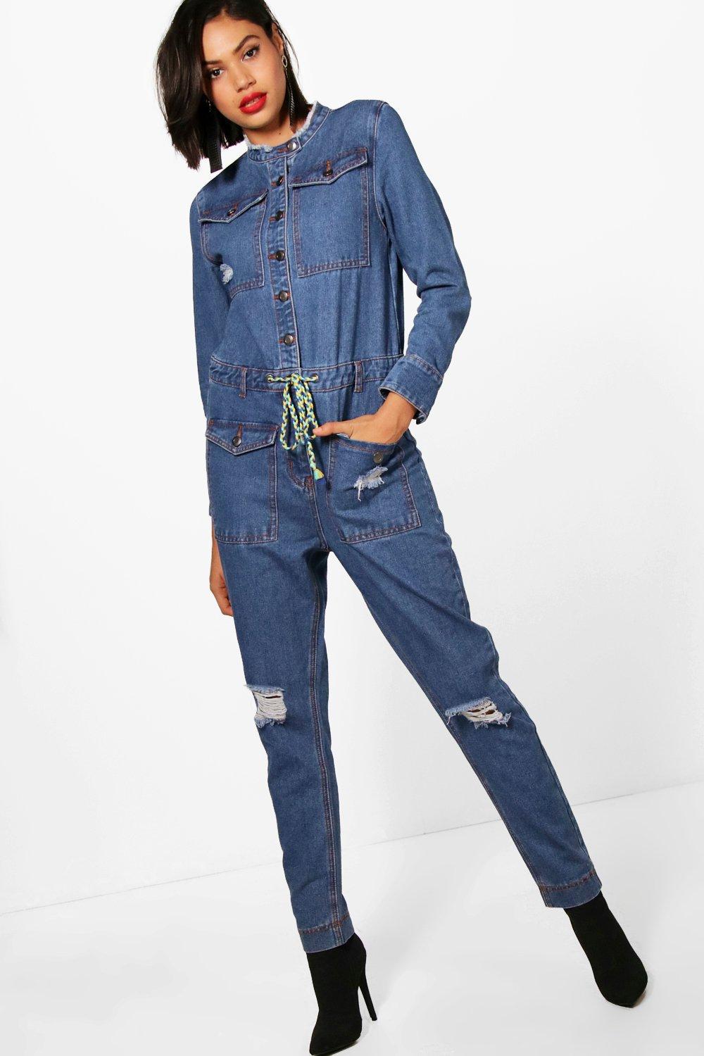 boohoo denim jumpsuit