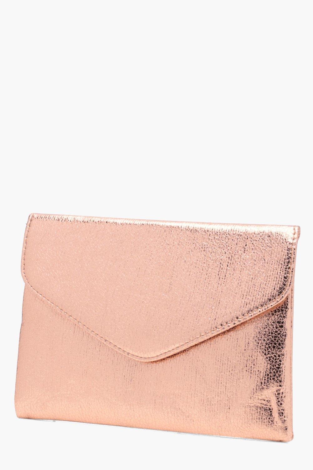 rose gold clutch bag boohoo