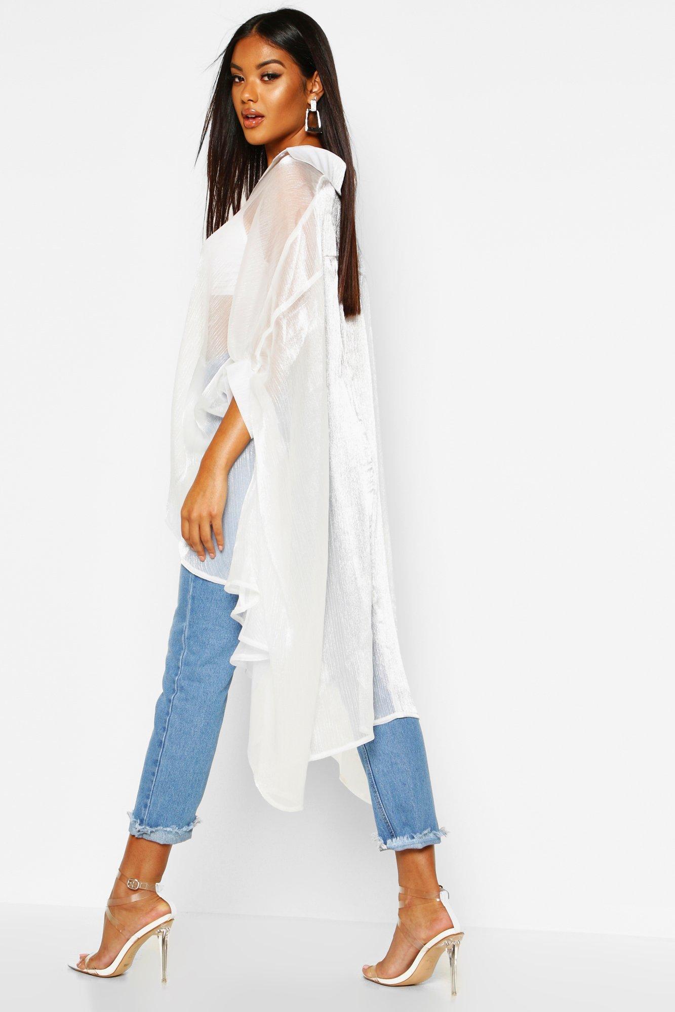 Boohoo Oversized Organza Maxi Shirt in 