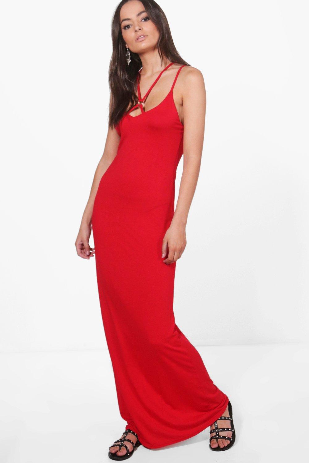 Boohoo Synthetic Alice Strap Detail O Ring Maxi Dress In Red Lyst Boohoo Synthetic Alice Strap Detail O Ring Maxi Dress In Red Lyst