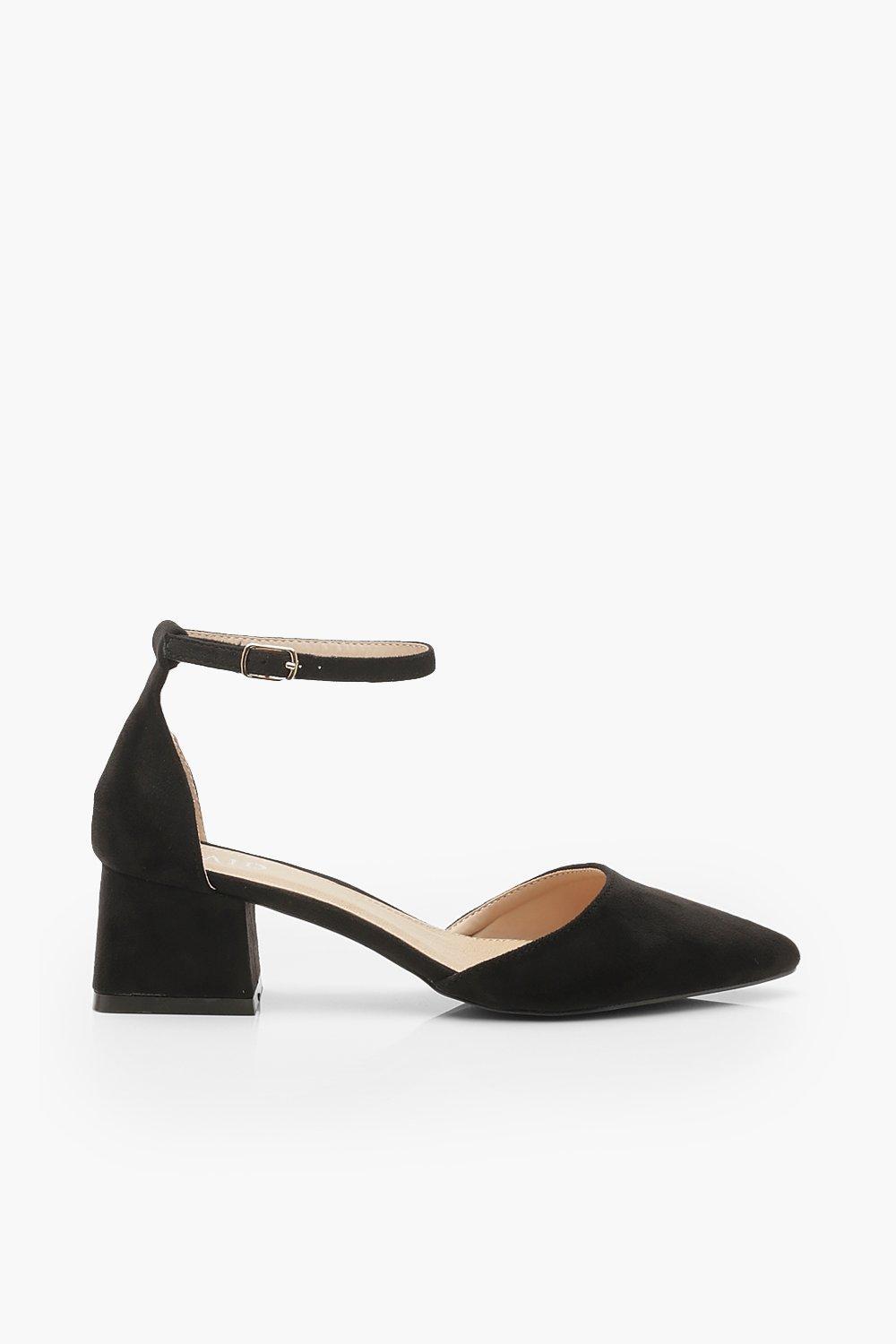 pointed low block heel