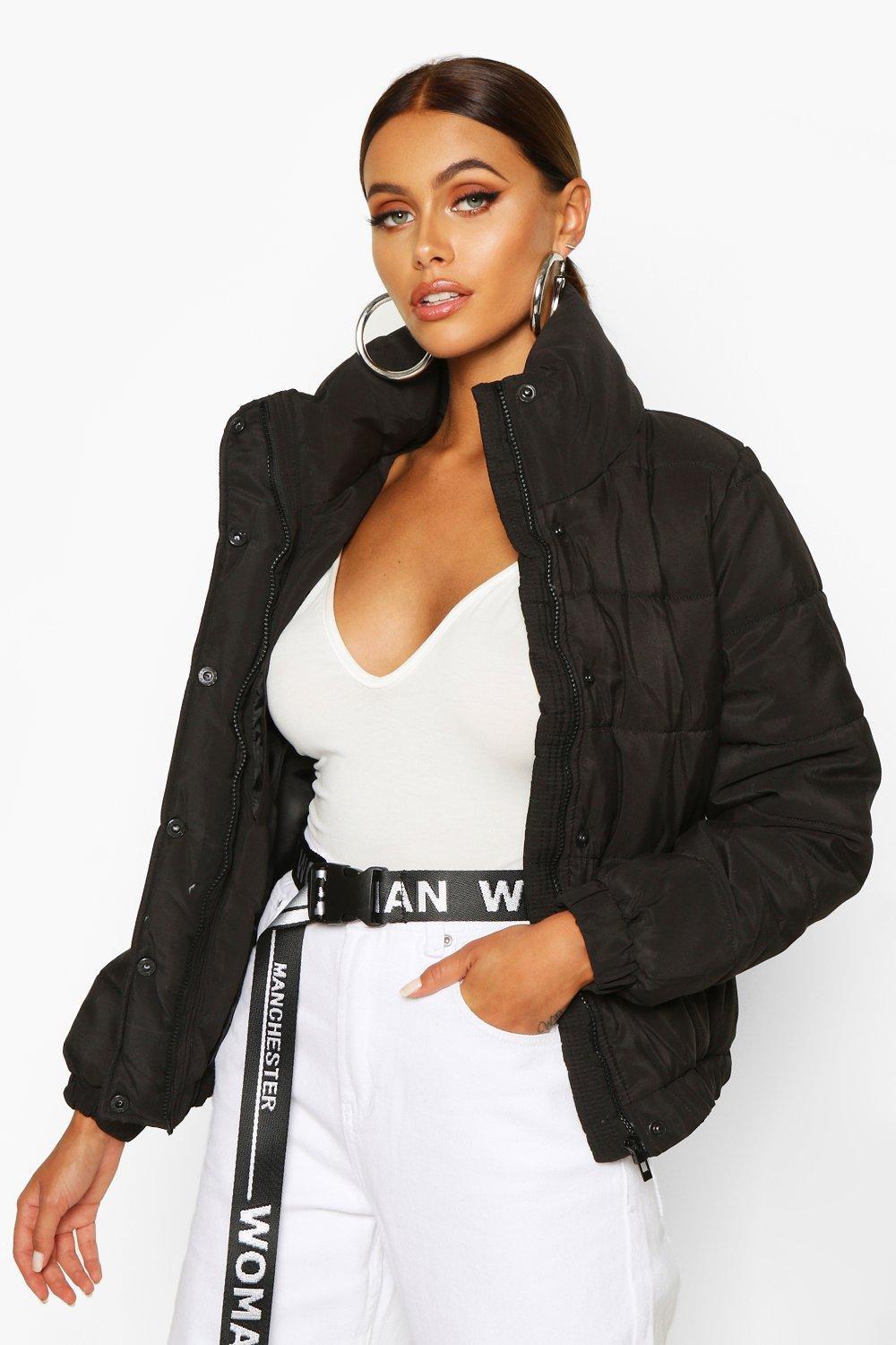 boohoo black cropped puffer jacket