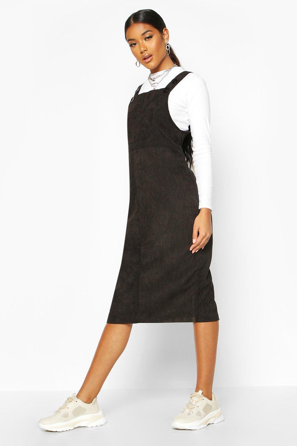 corded pinafore dress