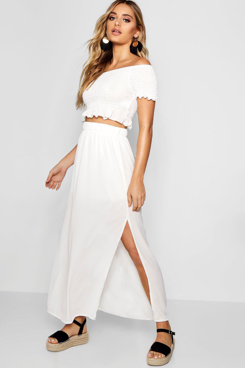 white maxi skirt co ord