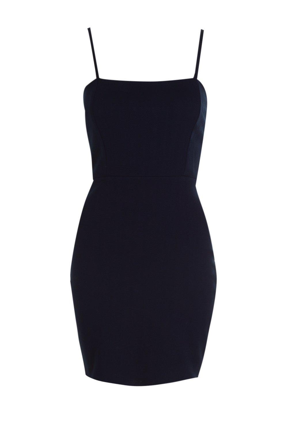 crepe square neck bodycon dress