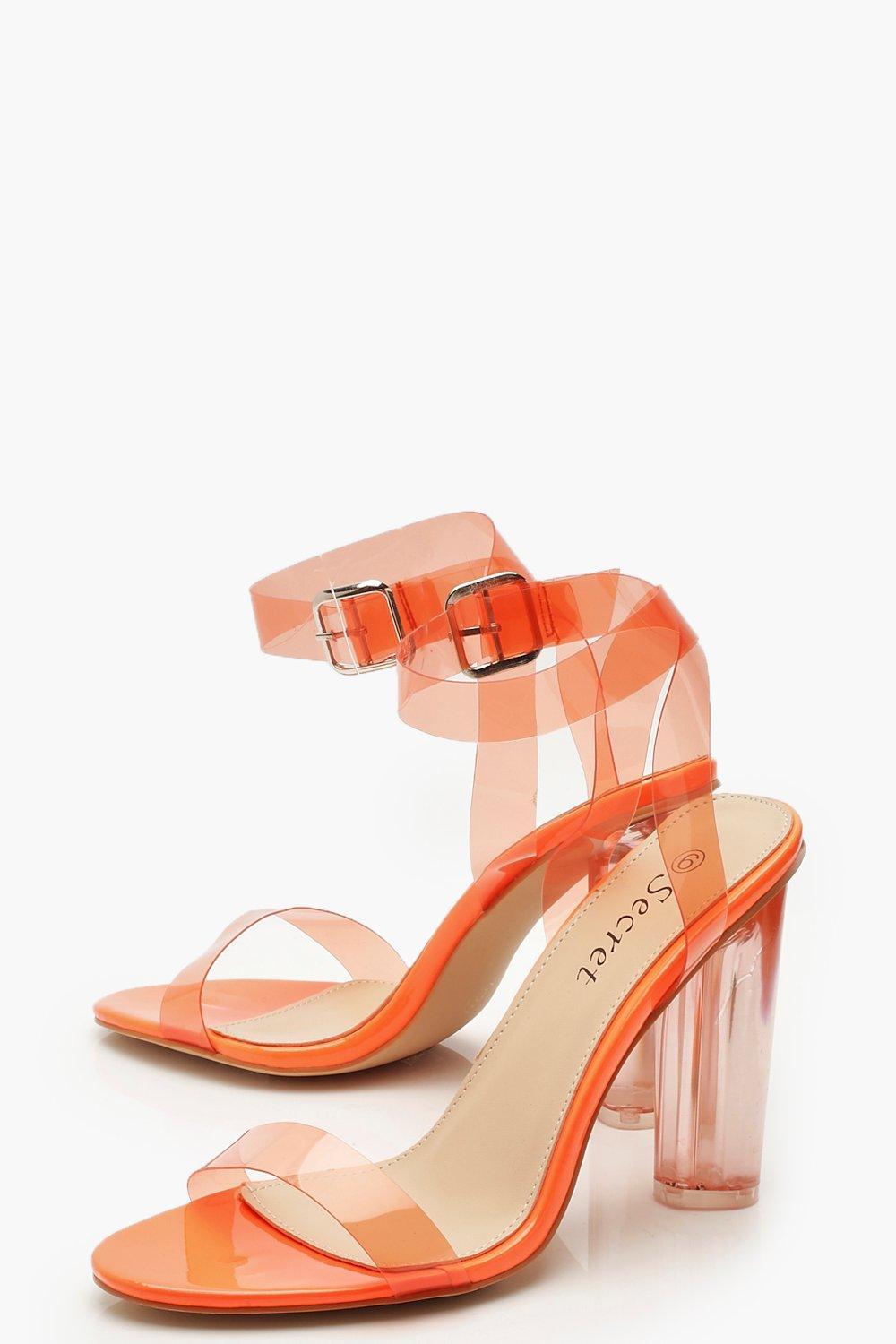clear orange heels