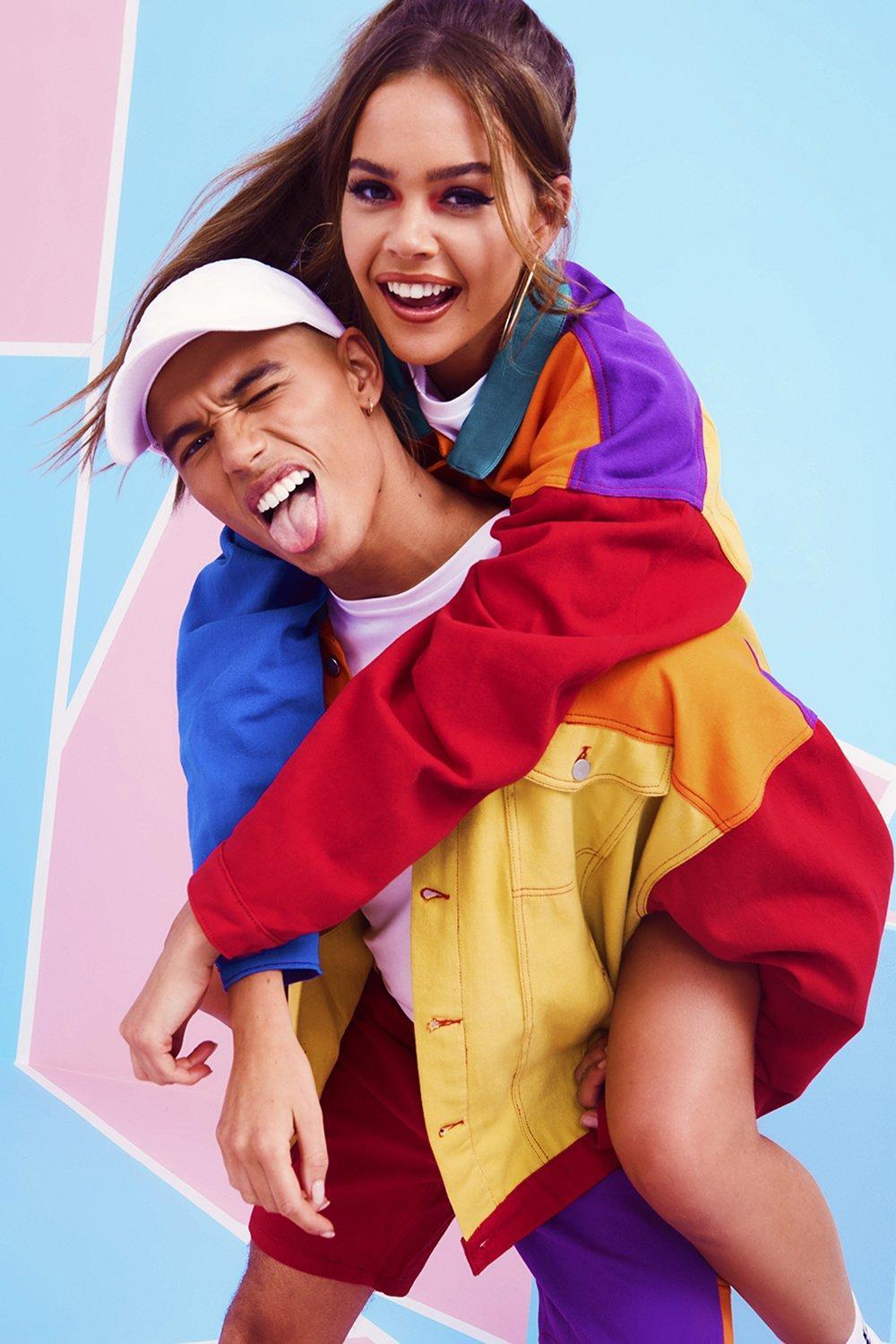 Oversized coloured denim jacket Clearance