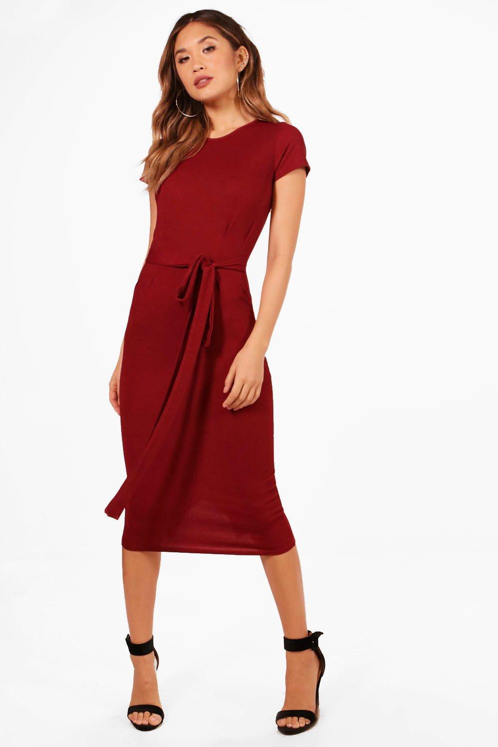 boohoo pleated midi dress