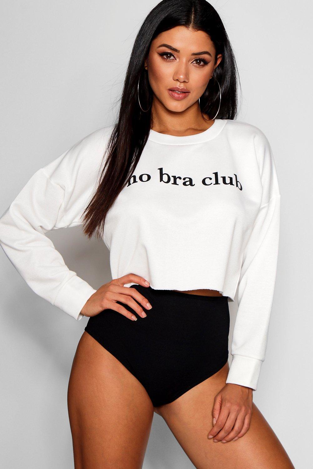 Boohoo Synthetic Abi No Bra Club Beach Sweat In White Lyst