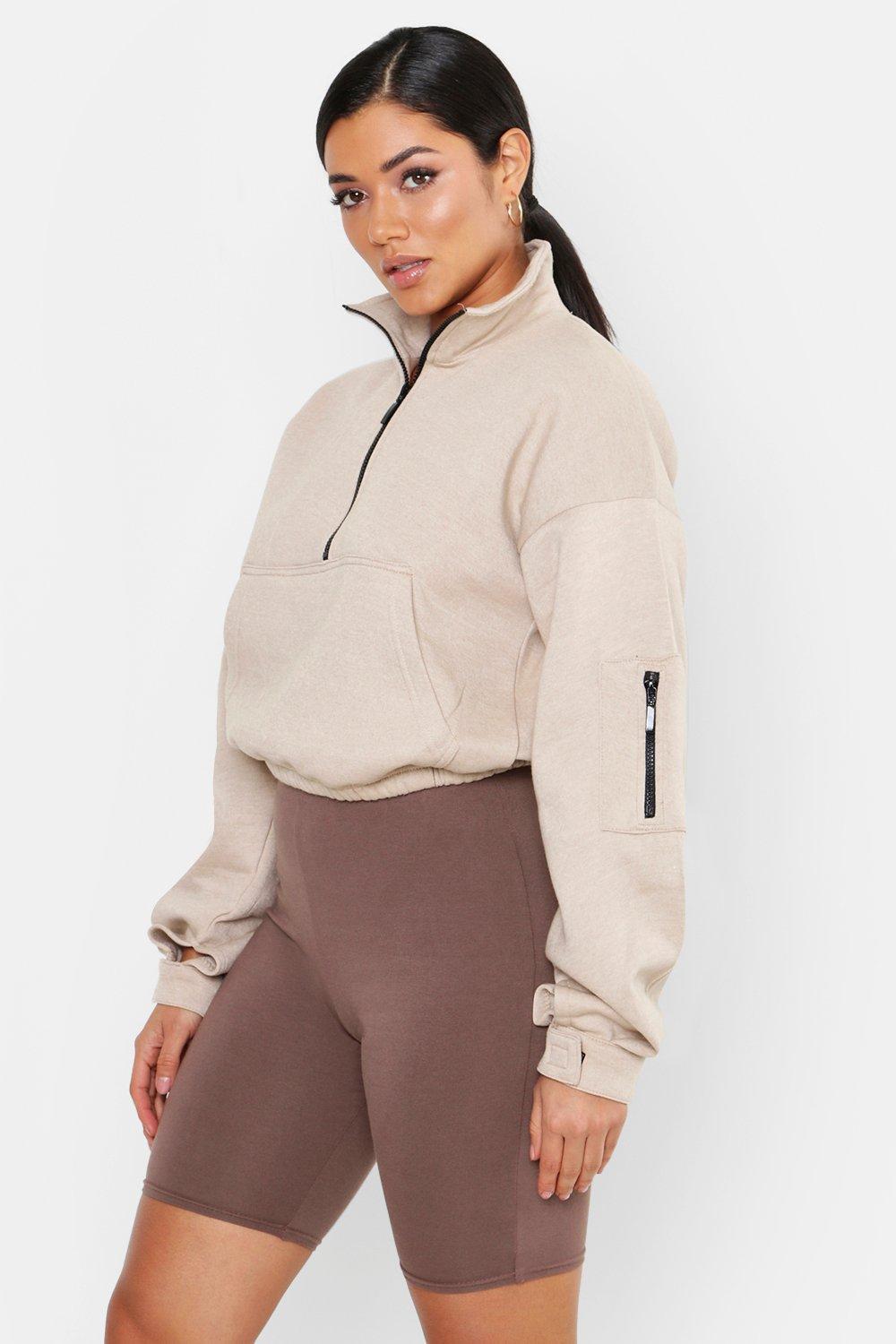 sand oversized zip front sweater