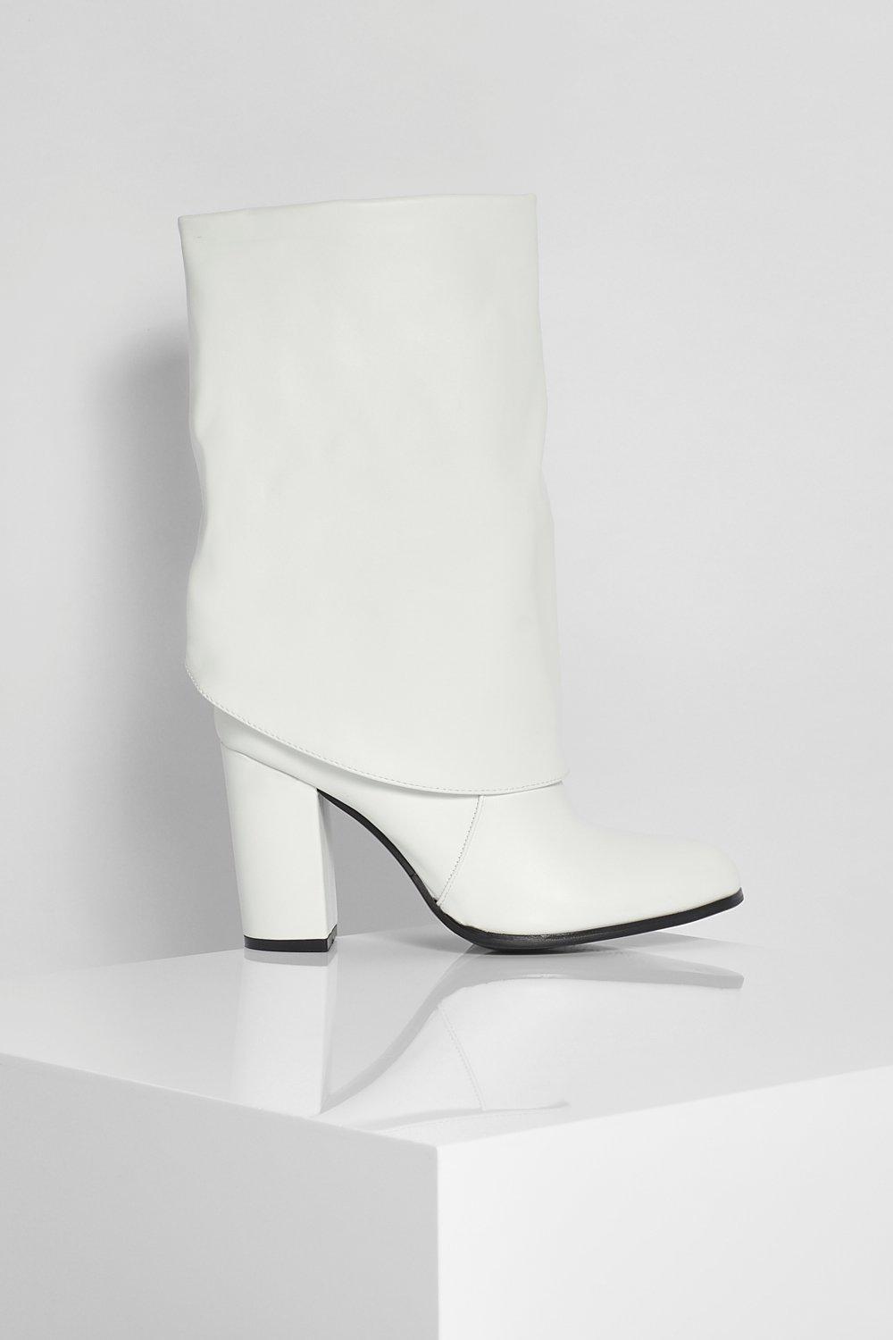 block heel white boots