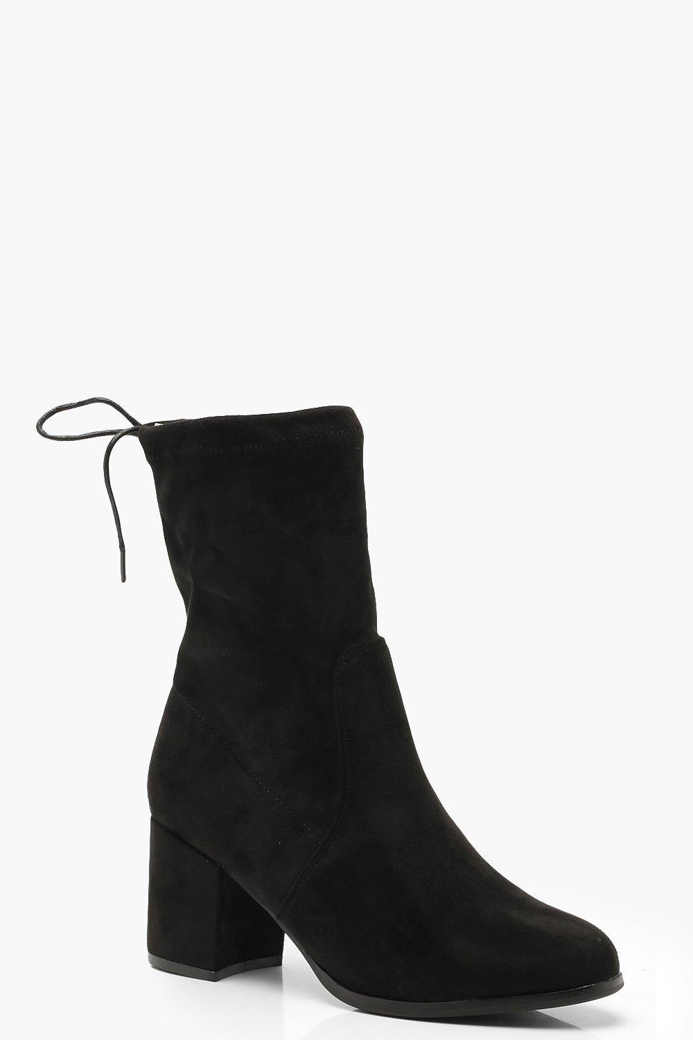 sock block heel booties