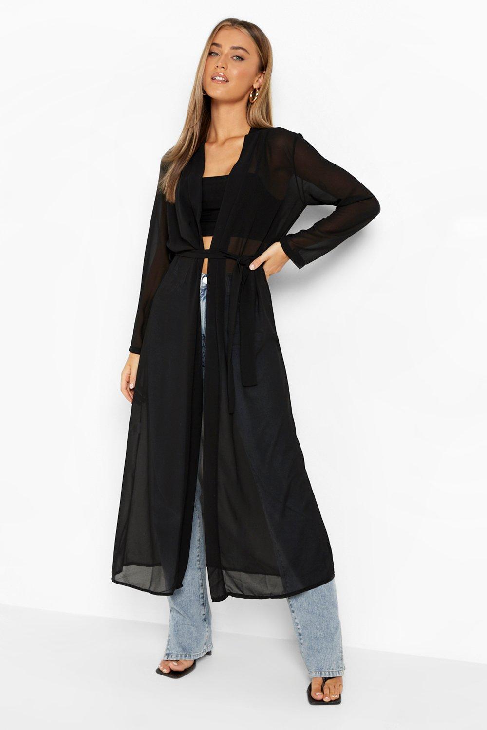 Boohoo Dobby Chiffon Maxi Kimono in 