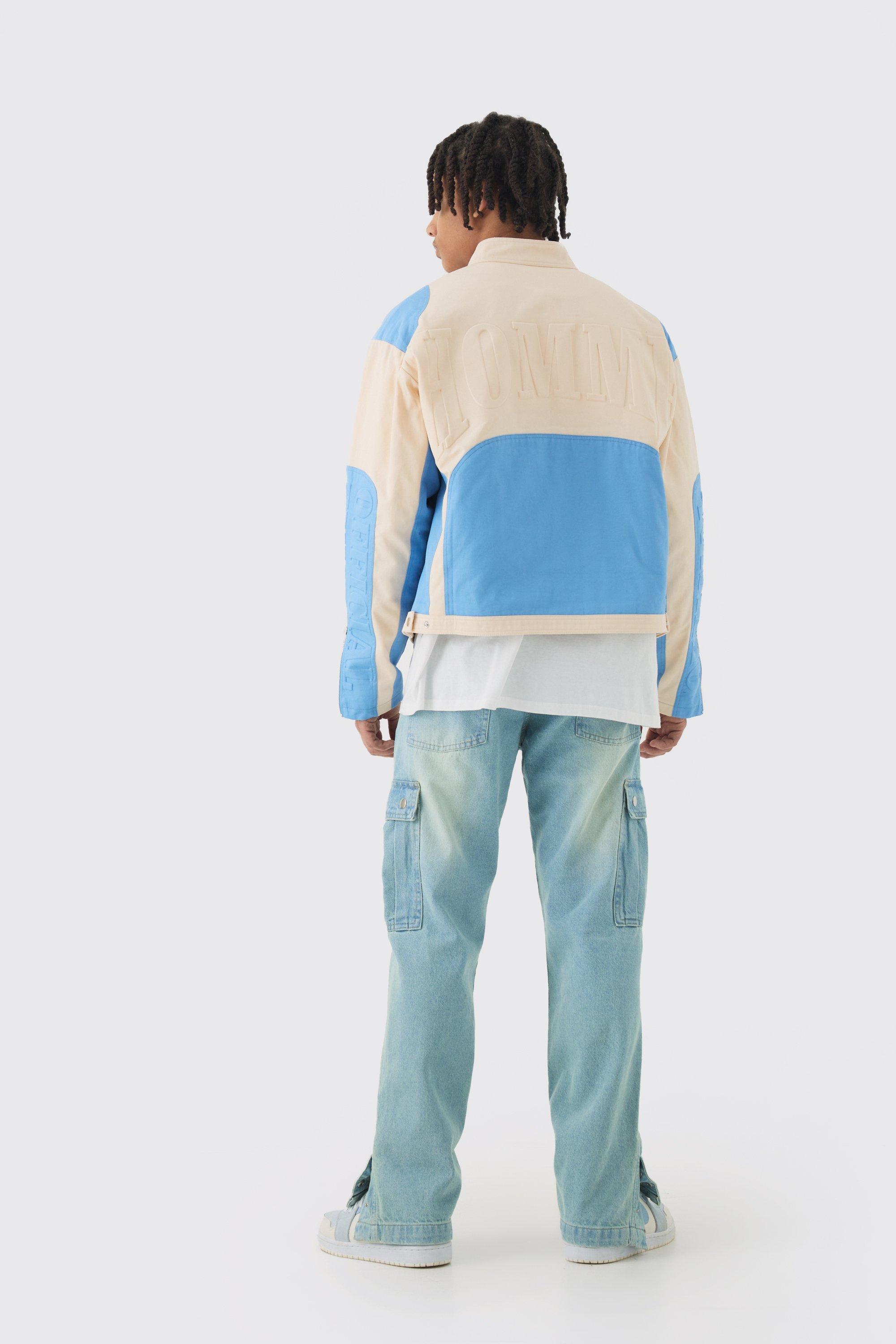 Boohoo Twill Moto Bomber Jacket in Blue Lyst