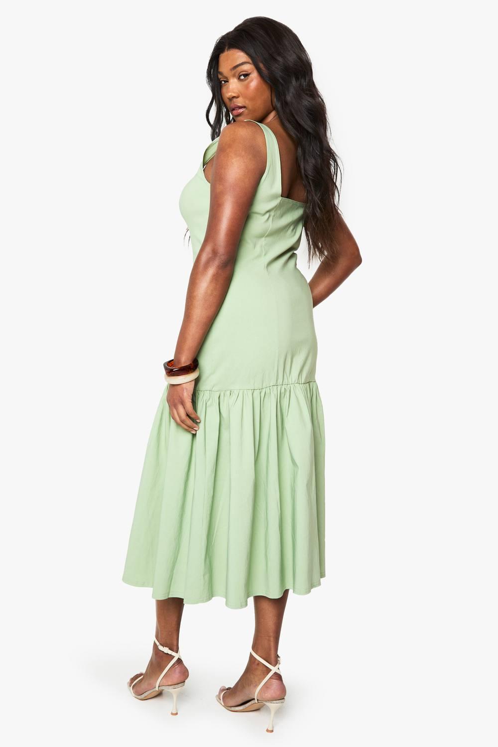 midaxi skater dress PrettyLittleThing Women's Polka Dot Woven Bandeau Ruched Skater Midaxi Dress in Monochrome