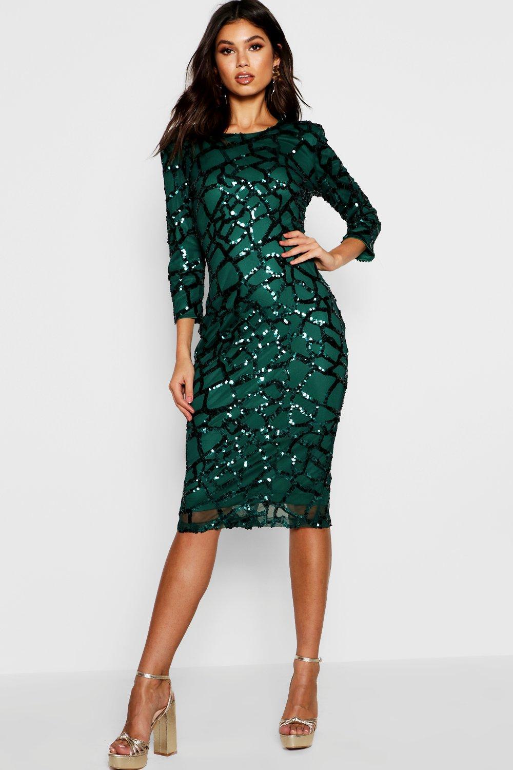 green sequin midi dress