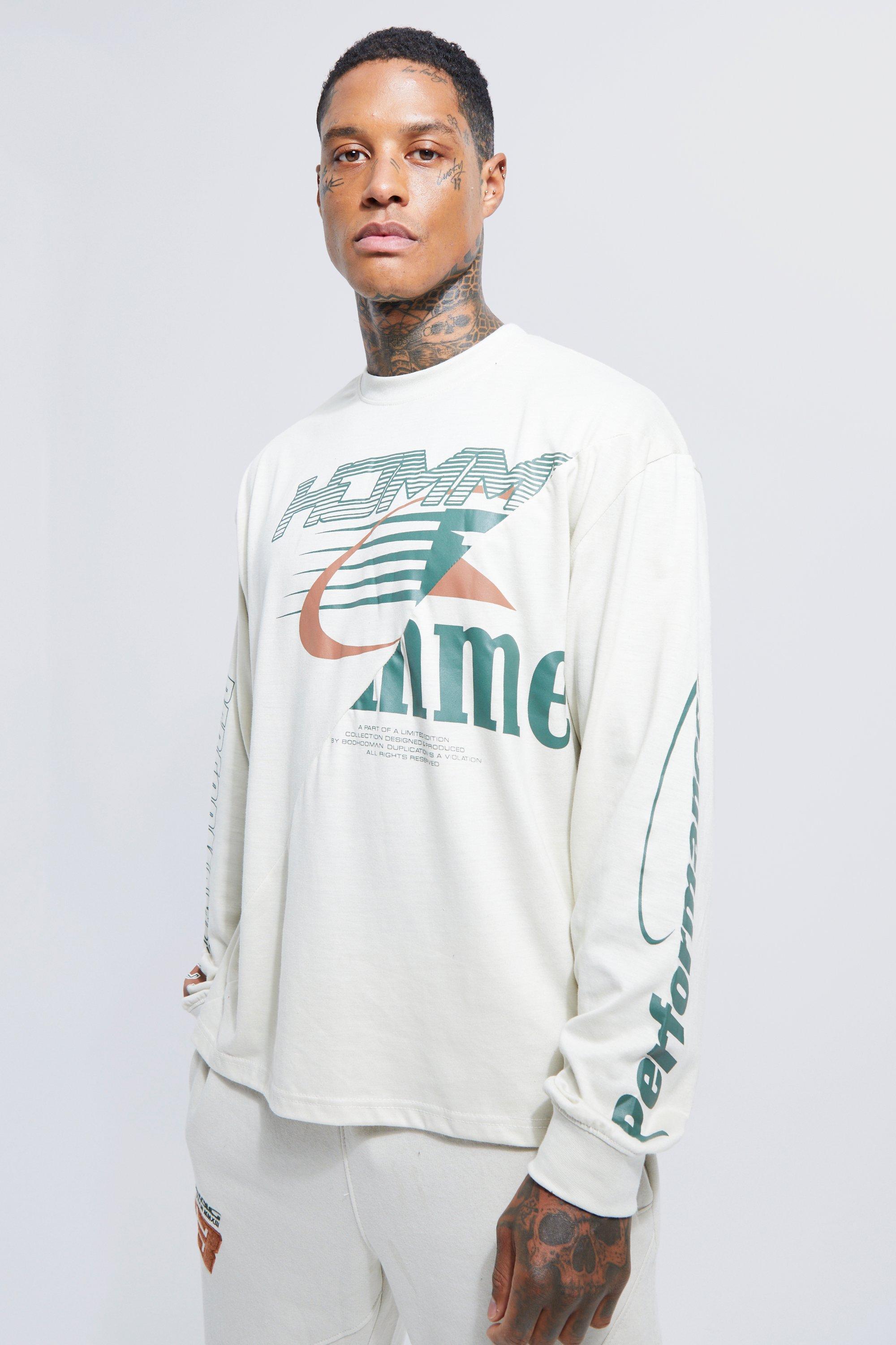 Boohoo Oversized Homme Graphic Long Sleeve T-shirt in White for Men | Lyst