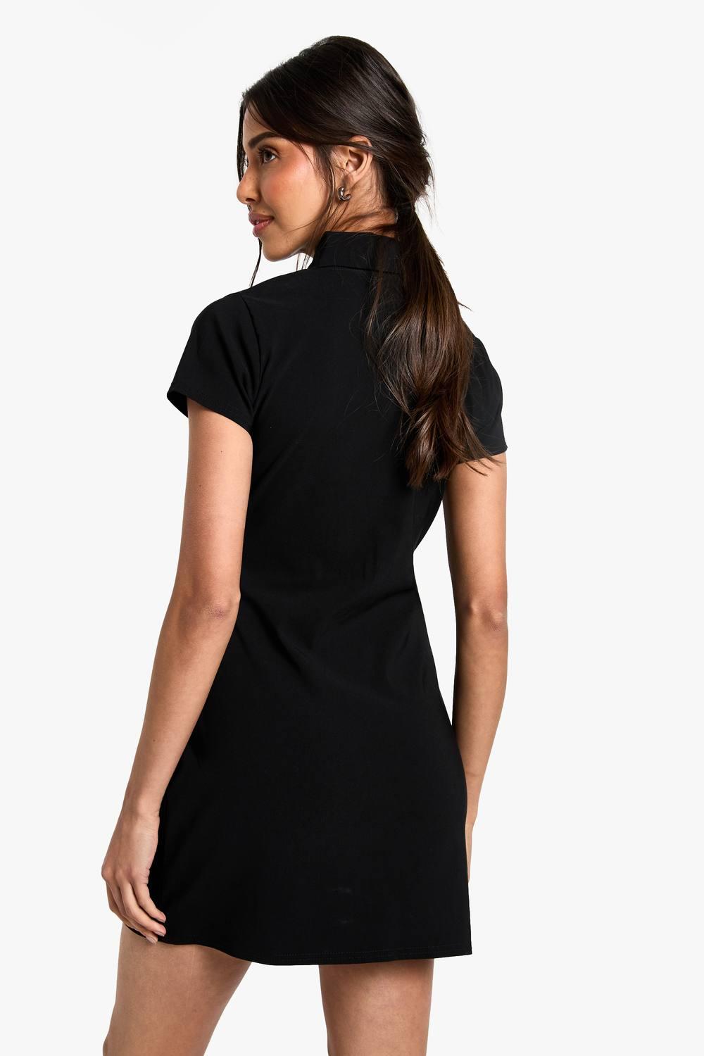 navy blue dress for baby girl boohoo Women's Structured A Line Mini Dress in Butter main image 1