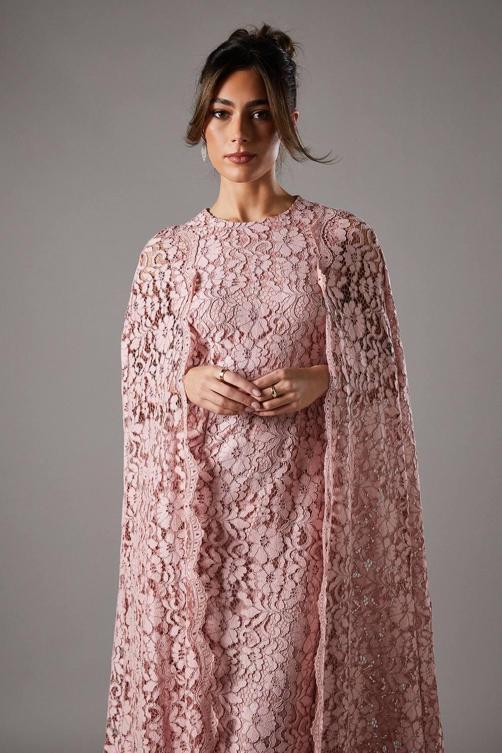 Coast Lace Cape Gown in Pink | Lyst