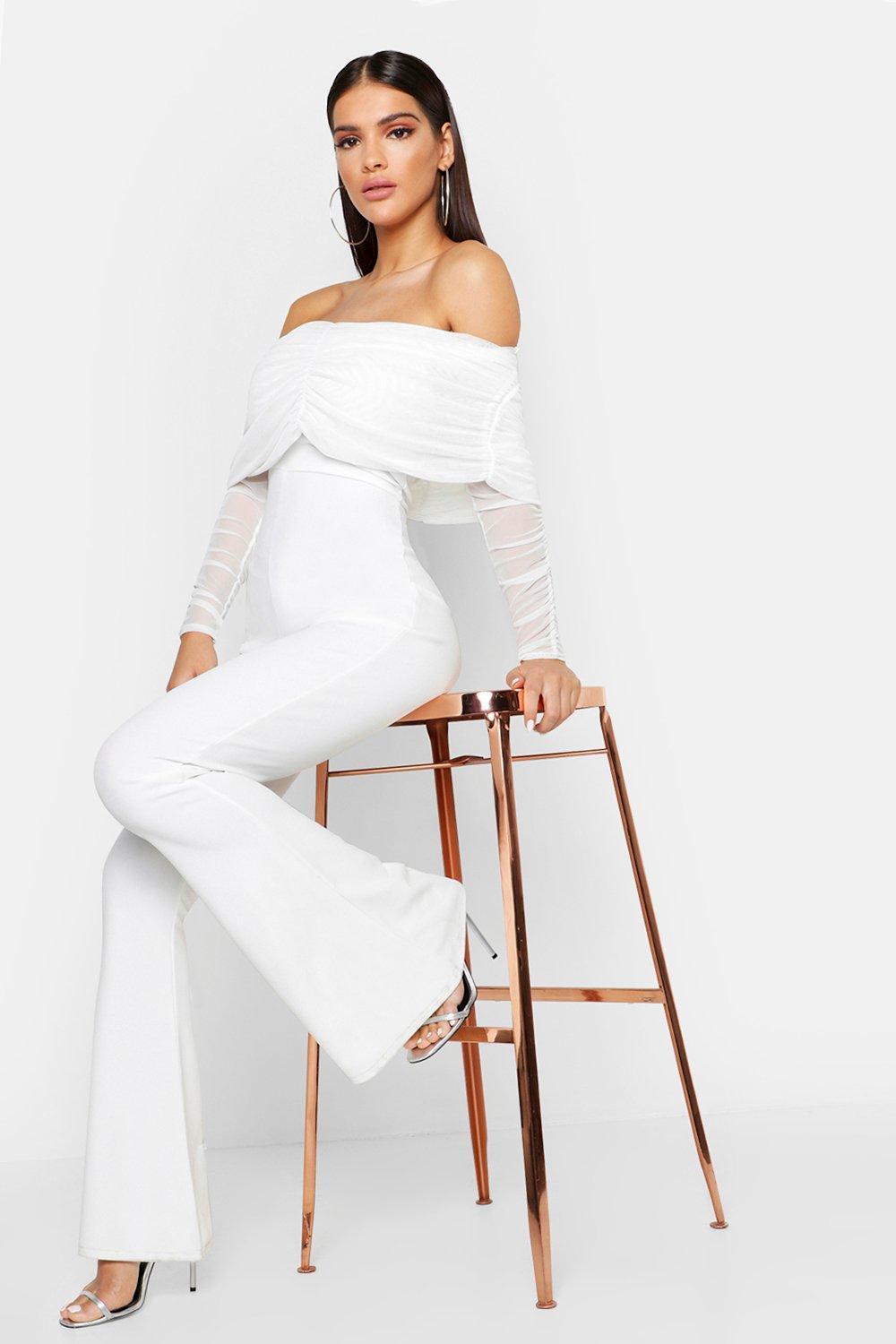 mesh jumpsuit white