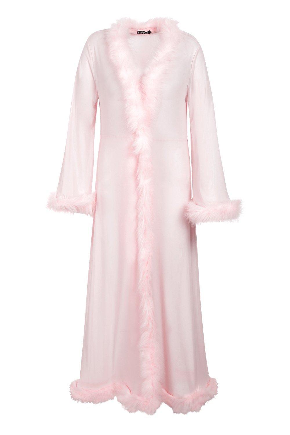 Boohoo Plus Gemma Collins Kimono Robe With Fluffy Trim in Pink Lyst