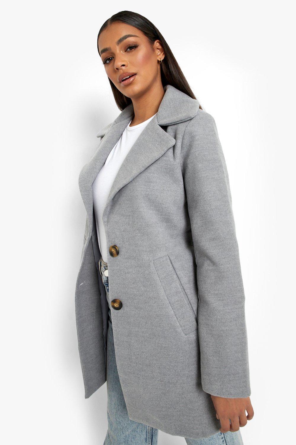 grey wool look coat
