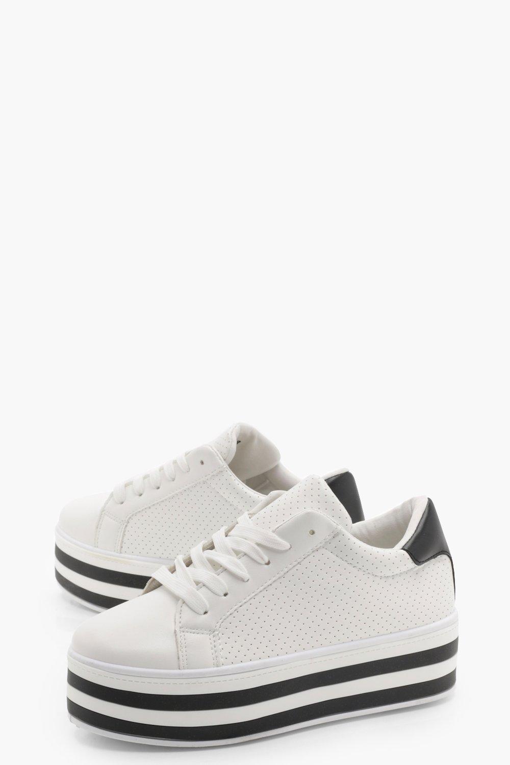 black and white platform trainers