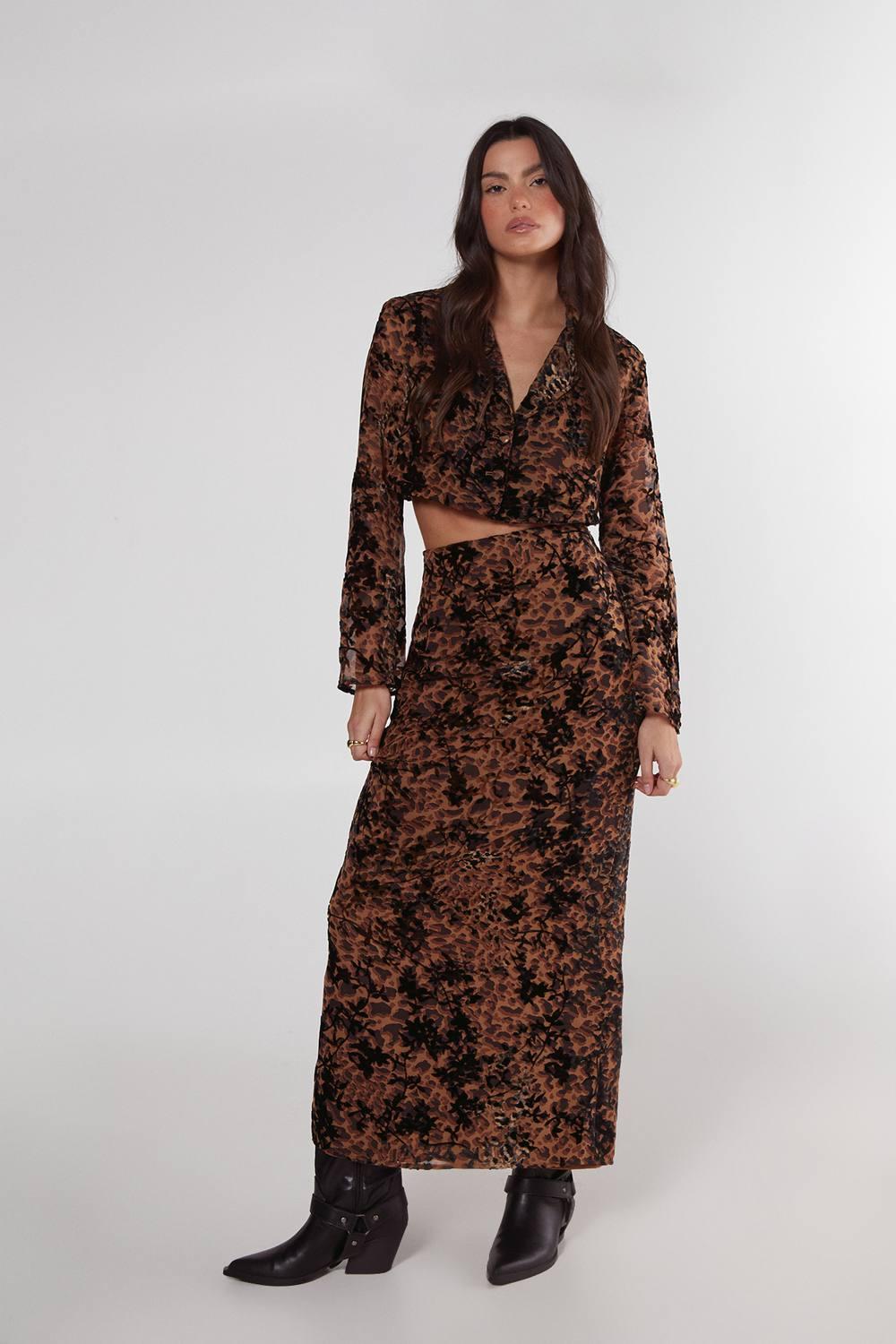 Boohoo Robe Motif Jacquard Robe Léopard ROSE