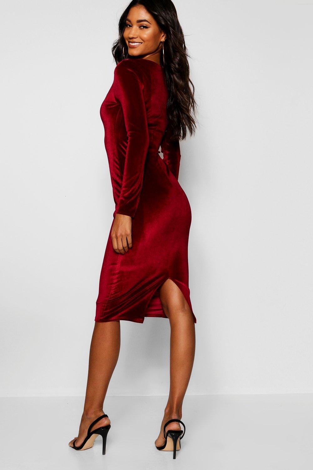 Long Sleeve Velvet Midi Dress | vlr.eng.br