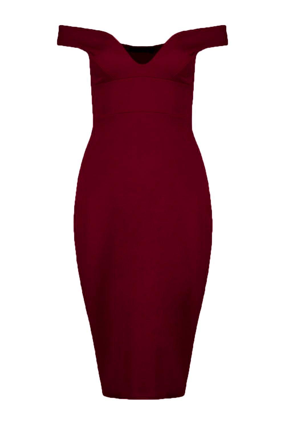 sweetheart off shoulder bodycon midi dress
