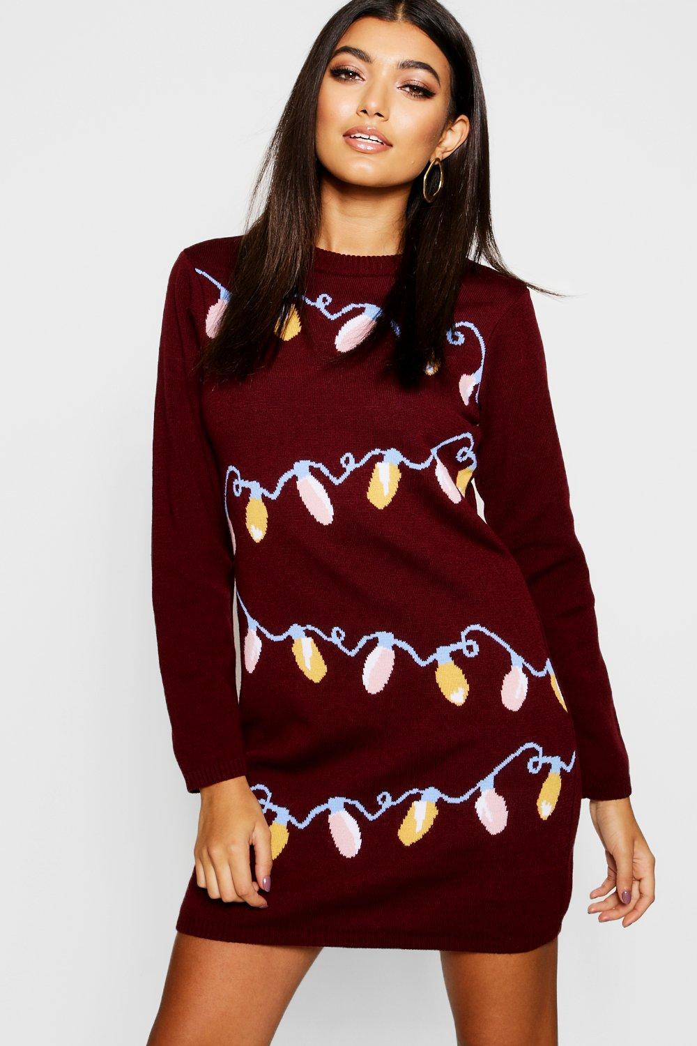 christmas light sweater dress
