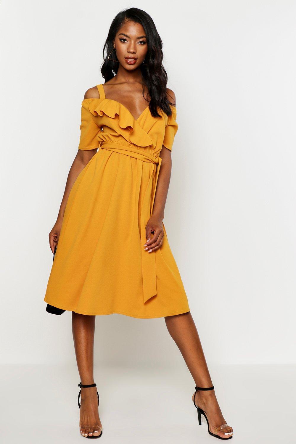yellow midi dress
