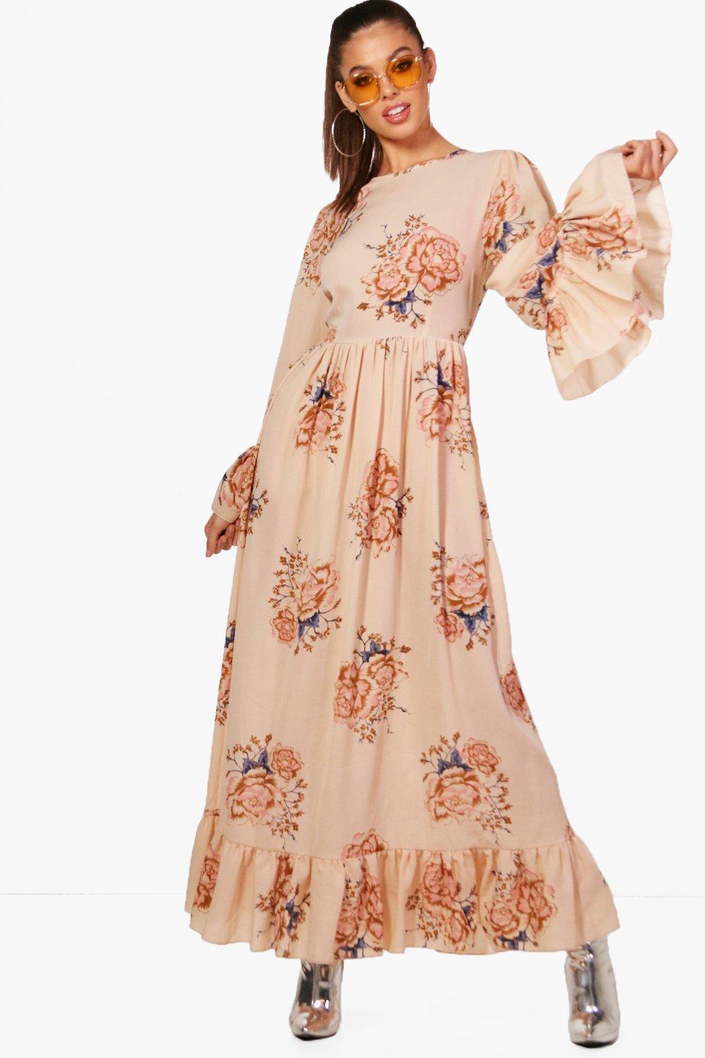 flare sleeve maxi dress