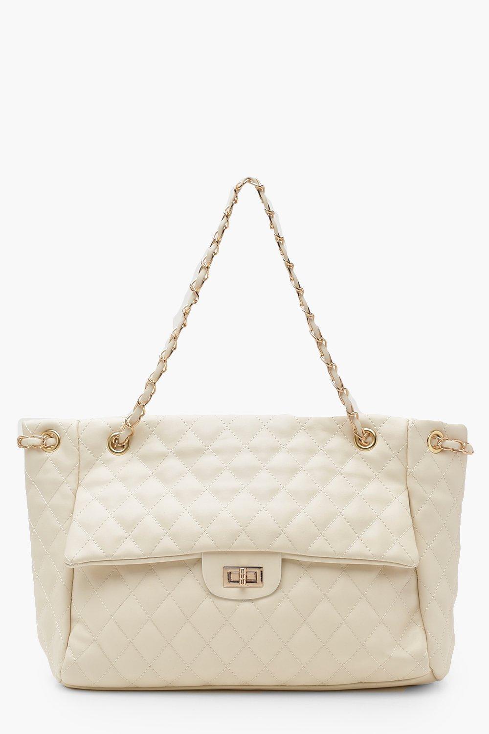 white quilted chain bag