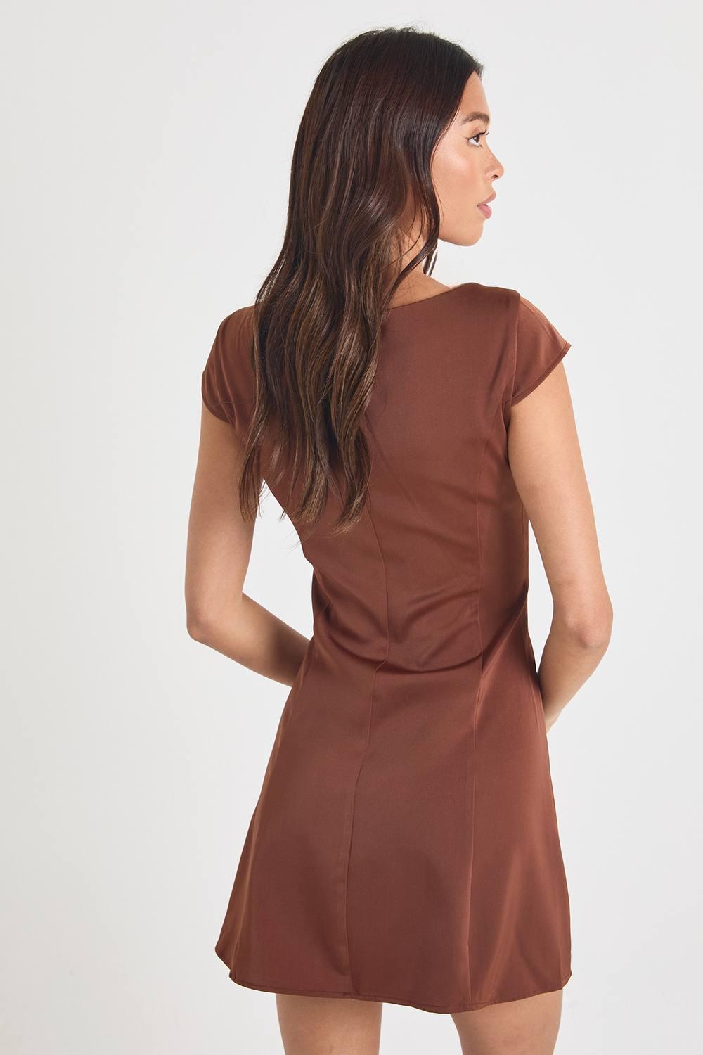 knee length dresses for ladies Puff Sleeve A-line Shift Mini Dress  English Factory