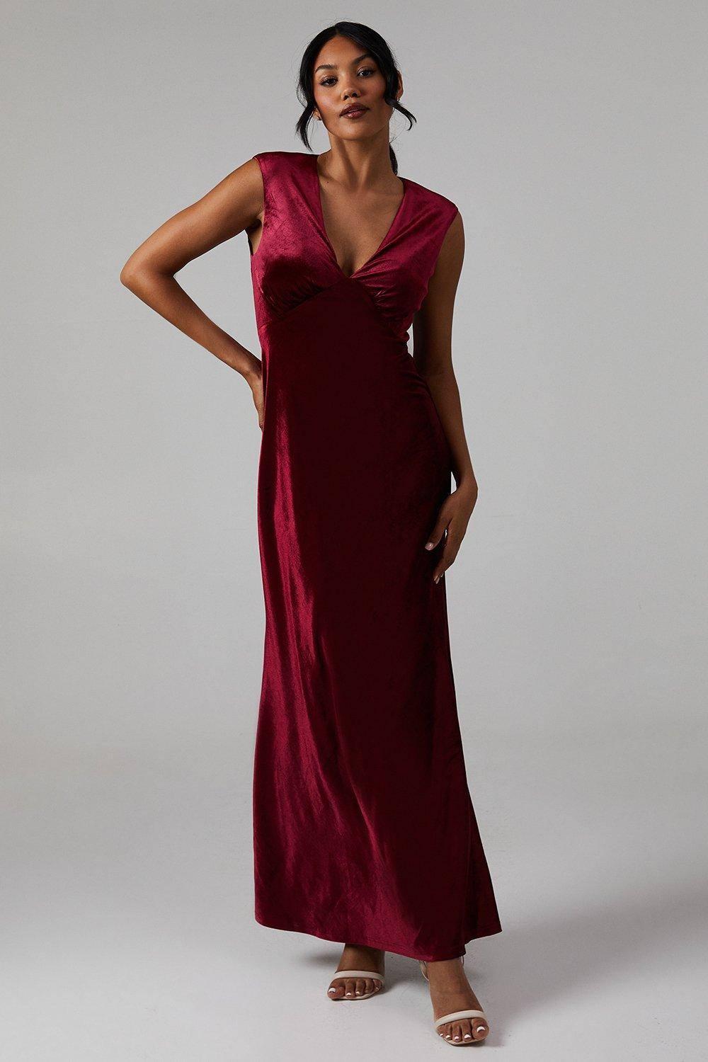oasis red velvet dress Multi Oasis Velvet Stud Trim Midi Dress