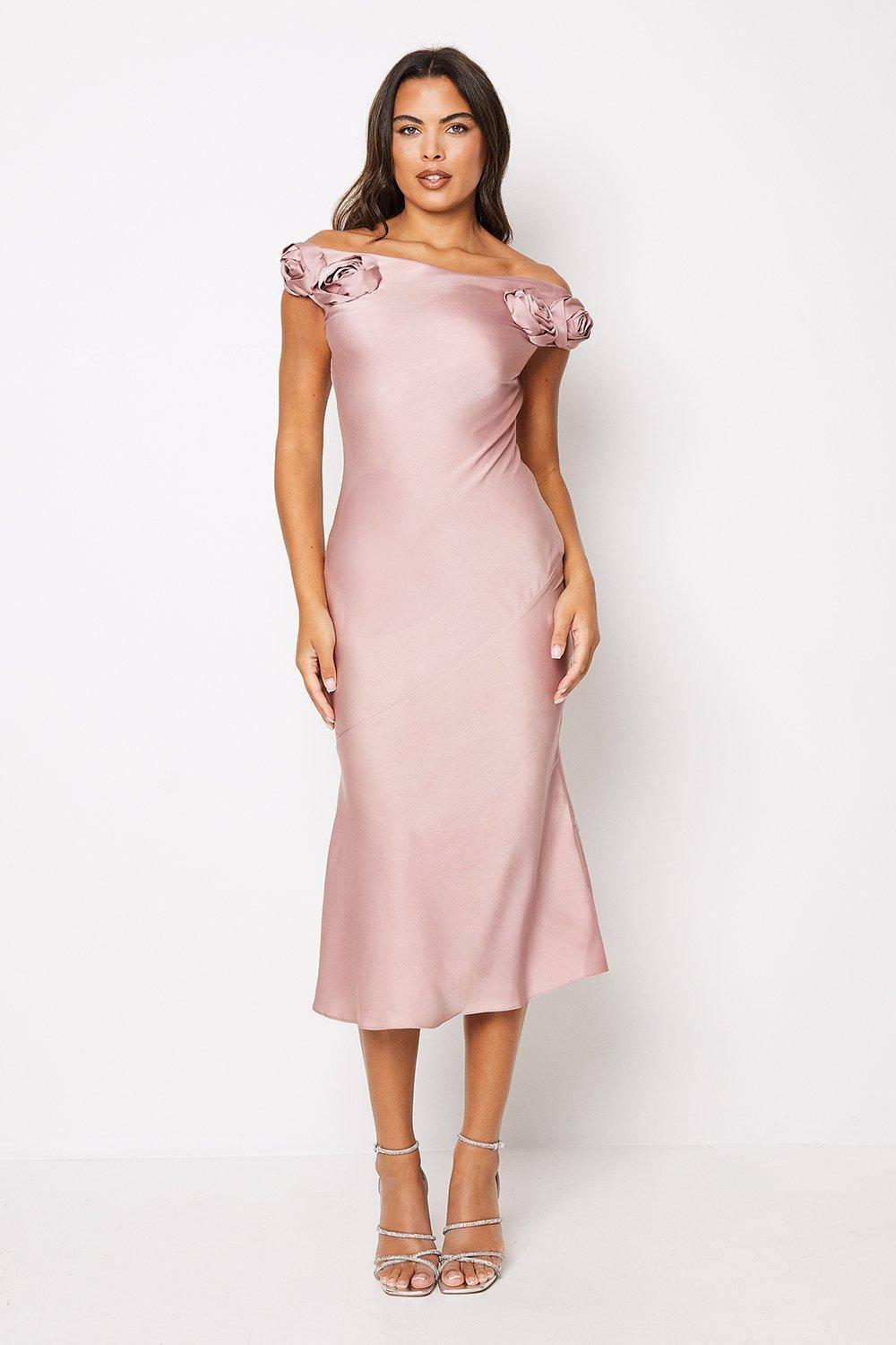bubblegum pink wedding guest dress Strapless Candy Pink Ankle Length Wedding Guest Dress