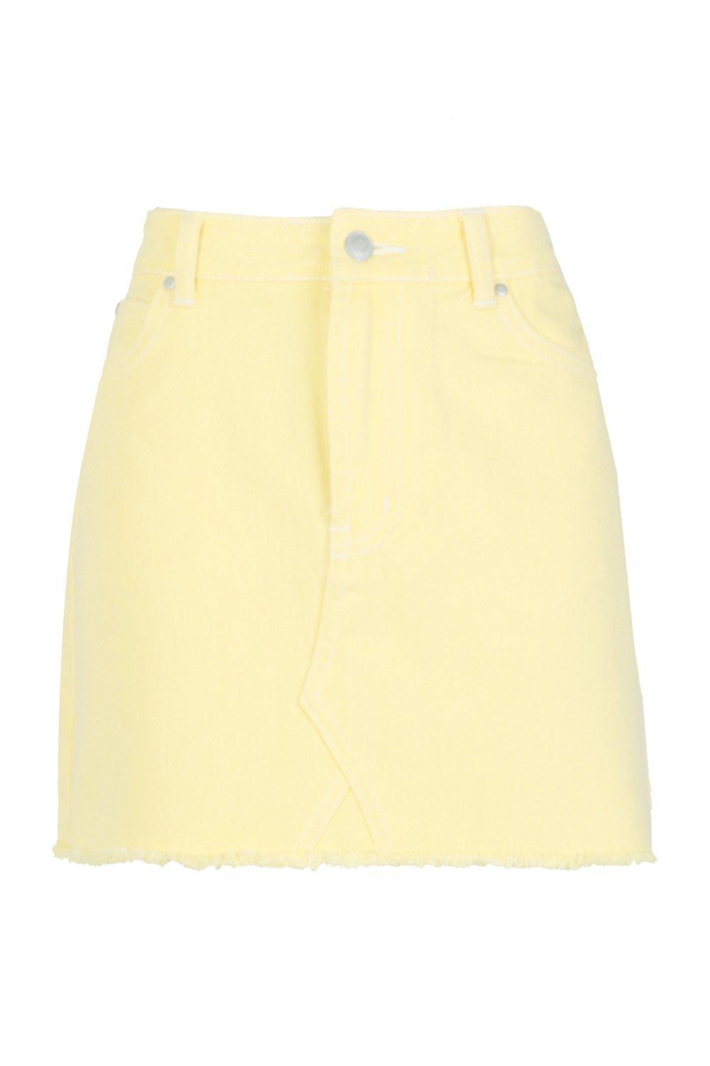 lemon denim skirt