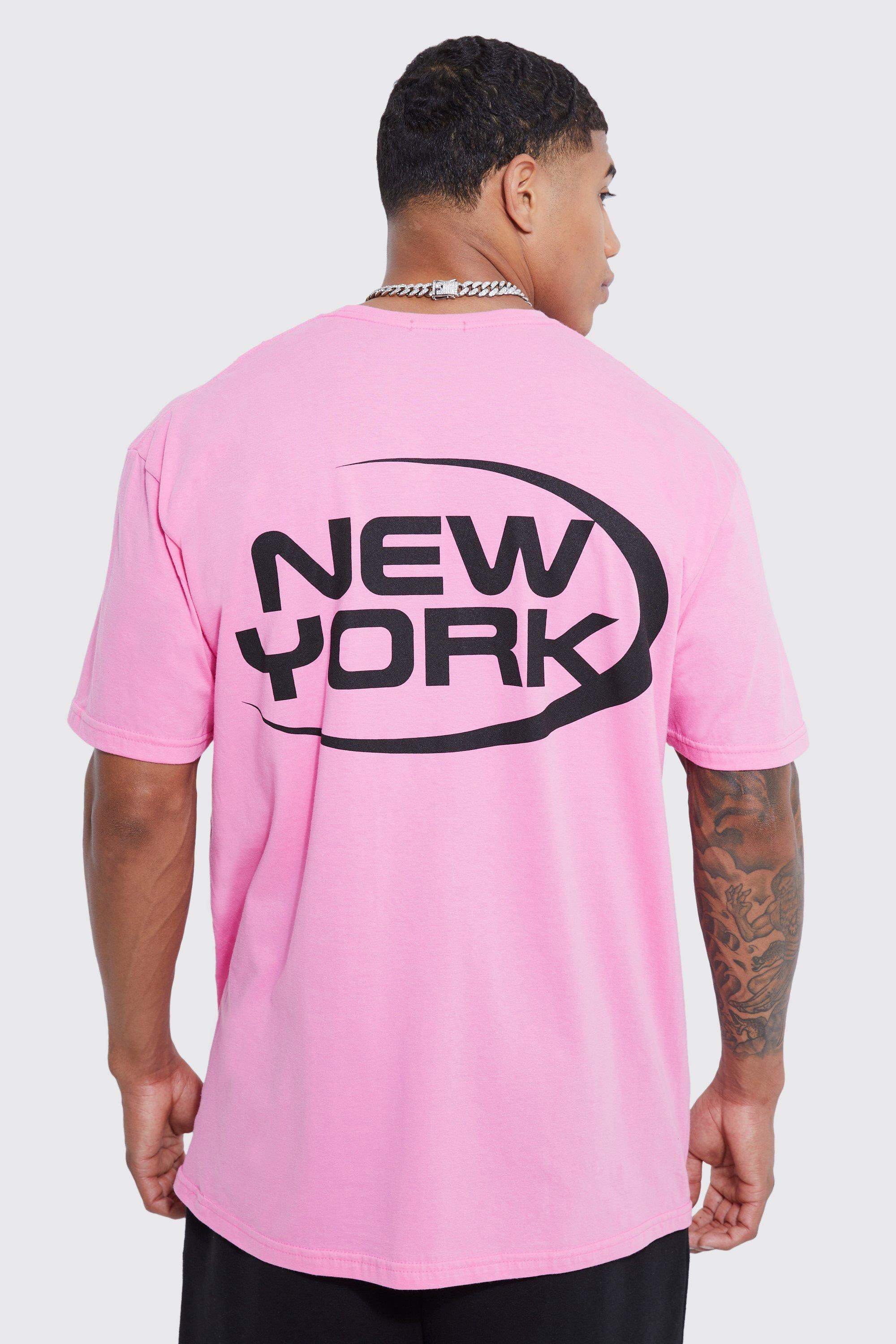 BoohooMAN Oversized New York Moto Style T-shirt in Pink for Men | Lyst