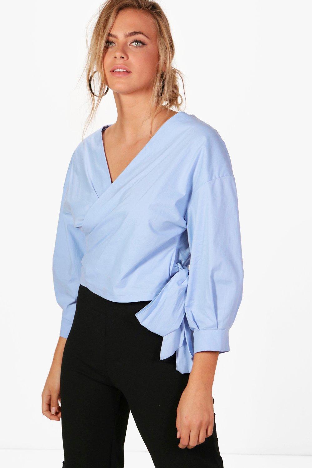 wrap over tops with sleeves