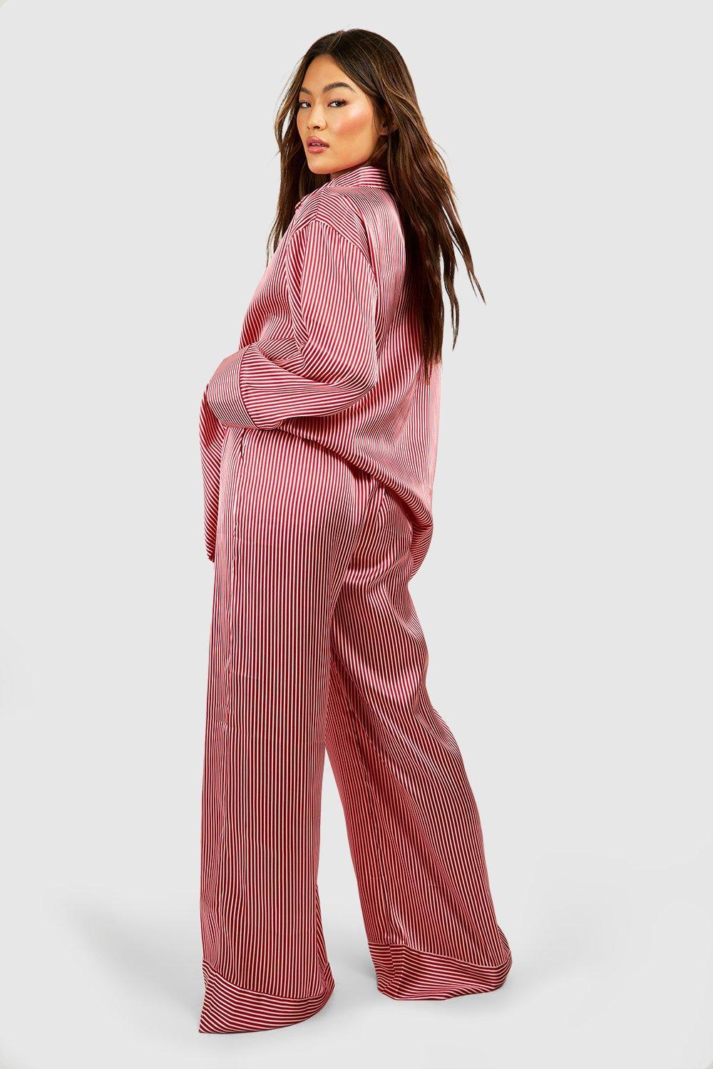 Boohoo Oversized Stripe Pyjama Set in Red Lyst